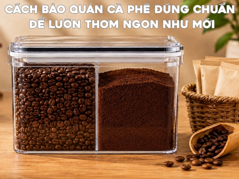 Cách bảo quản cà phê đúng sẽ giúp giữ trọn hương thơm, hạn chế oxy hóa và kéo dài thời gian sử dụng.